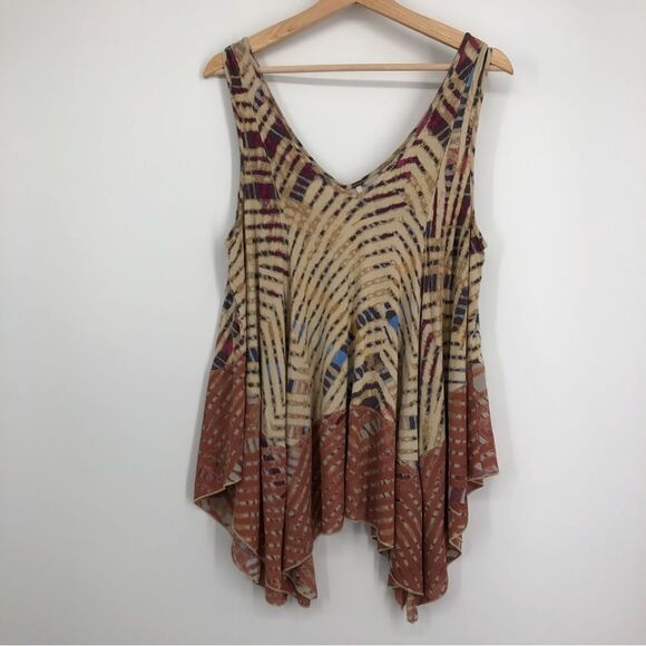Free People Tank Top Womens Small Swing Tie Dye Festival Hippie Boho Chic Flowy - Picture 1 of 7